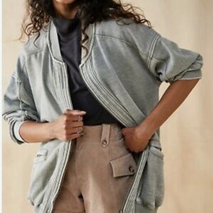 Free People We The Free Robby Bomber in Washed Army Size Medium NWOT